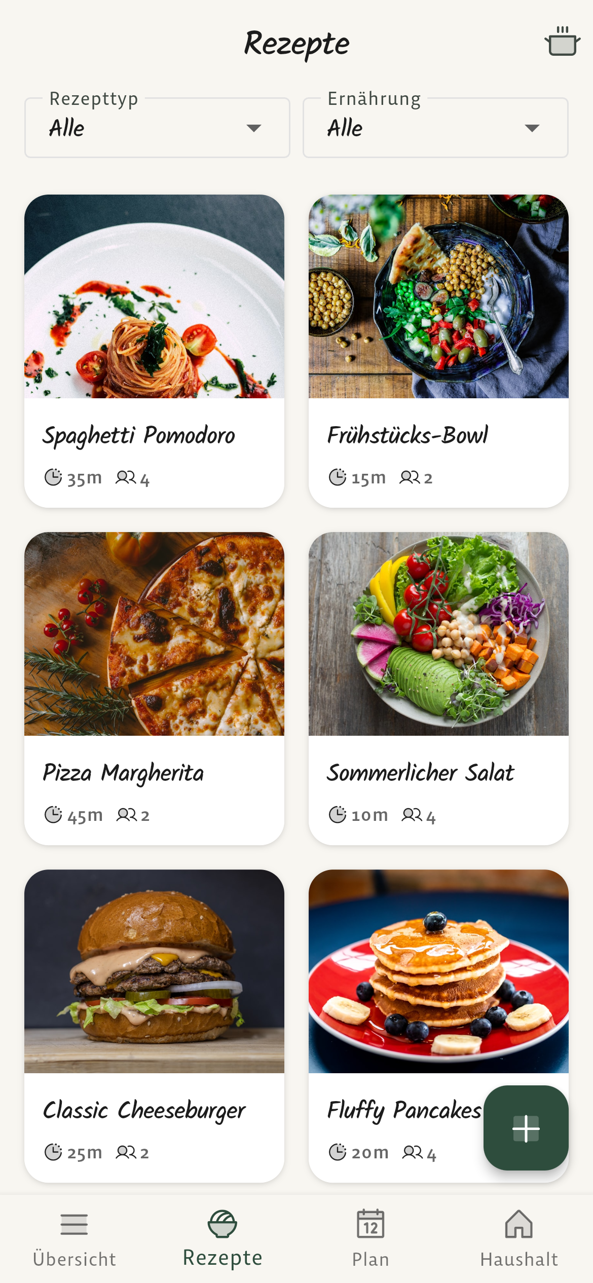 Cook Book app: recipe list